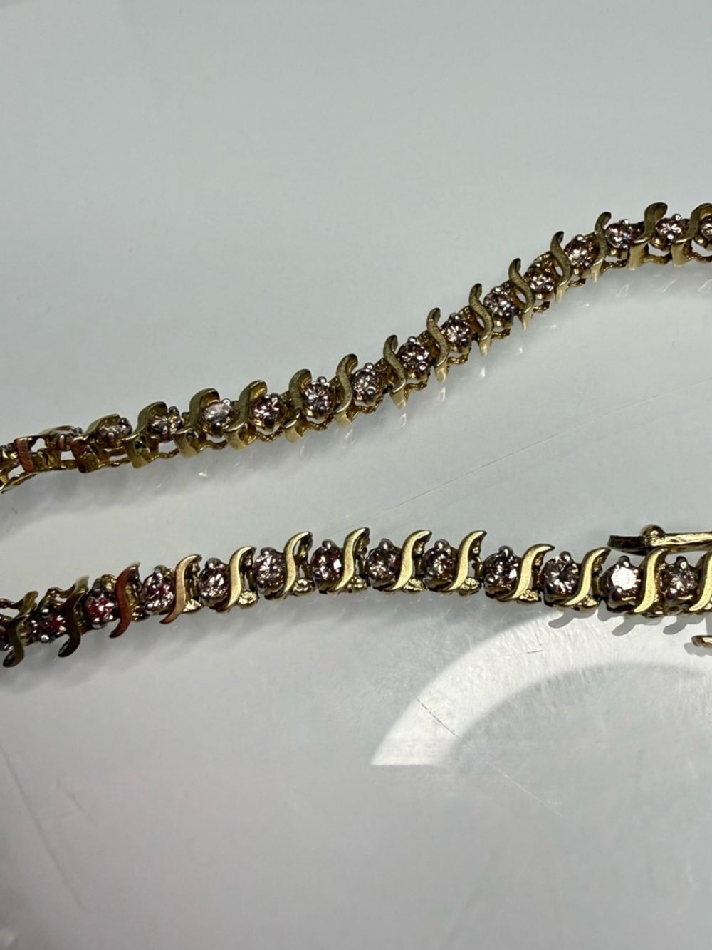Women’s Vintage 10K Yellow Gold Diamond S Link Tennis Bracelet 7.5” ~9g - Picture 11 of 11